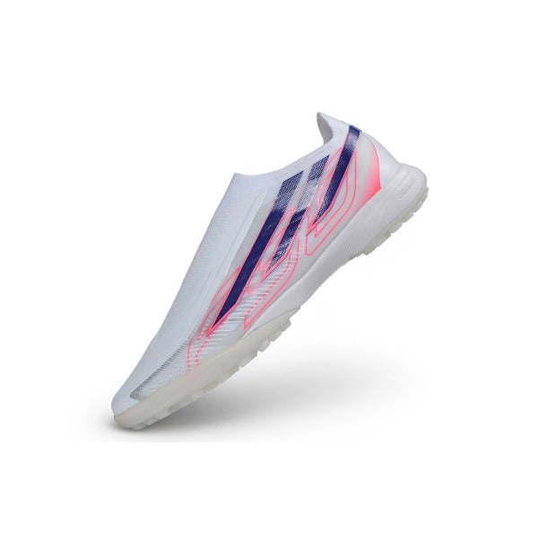 Adidas F50 Hyperfast Laceless Elite White, Pink and Purple Turf TF Football Boot