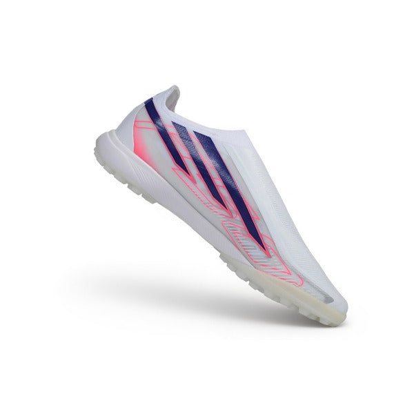Adidas F50 Hyperfast Laceless Elite White, Pink and Purple Turf TF Football Boot
