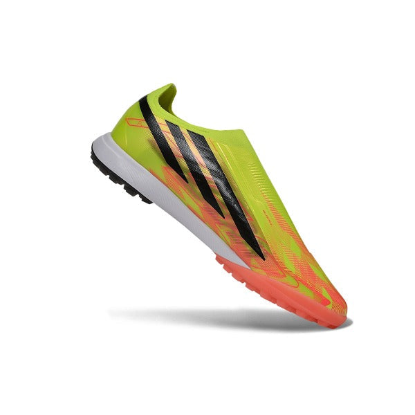 Adidas F50 Hyperfast Laceless Elite Yellow and Salmon Pink Turf TF Football Boot