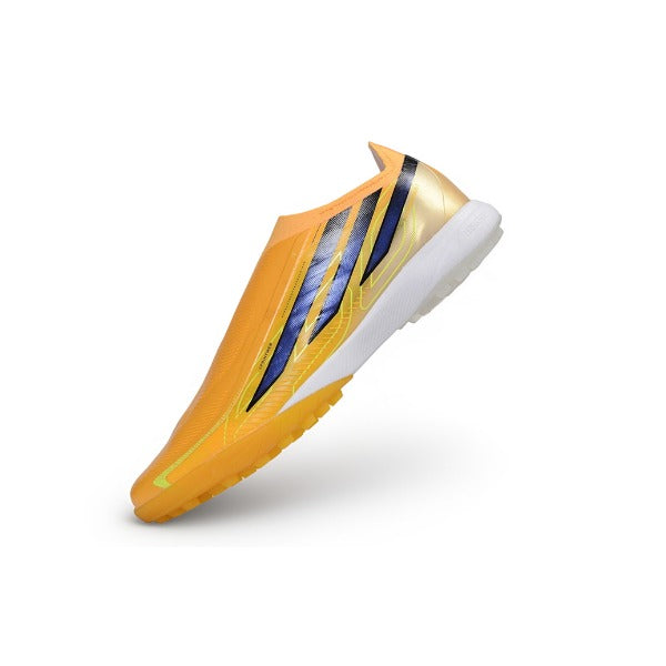 Adidas F50 Hyperfast Laceless Elite Yellow, Dark Blue and White Turf TF Football Boot