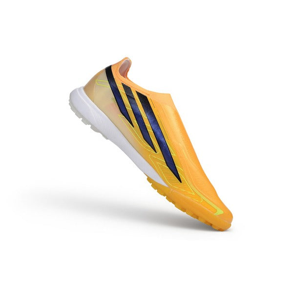Adidas F50 Hyperfast Laceless Elite Yellow, Dark Blue and White Turf TF Football Boot