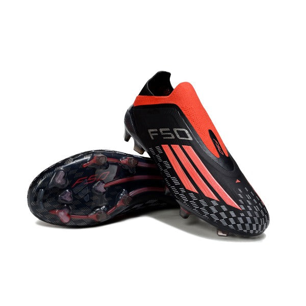 Adidas F50 Laceless Elite Black and Red Firm Ground FG Kids Football Boot