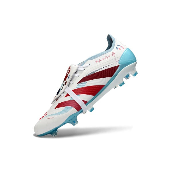 Adidas Predator 25 Elite White, Light Blue and Dark Red FG
