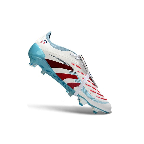 Adidas Predator 25 Elite White, Light Blue and Dark Red FG