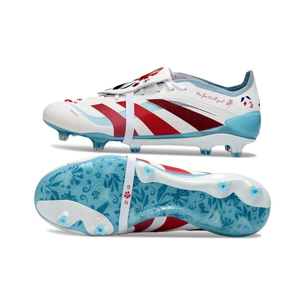 Adidas Predator 25 Elite White, Light Blue and Dark Red FG