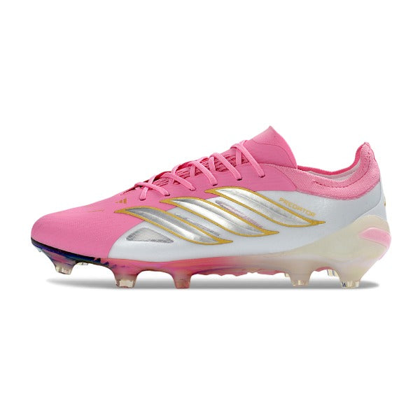 Adidas Predator 26 Elite Pink, White and Golden Firm Ground FG Football Boot