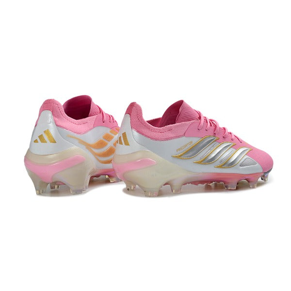 Adidas Predator 26 Elite Pink, White and Golden Firm Ground FG Football Boot