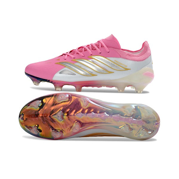 Adidas Predator 26 Elite Pink, White and Golden Firm Ground FG Football Boot