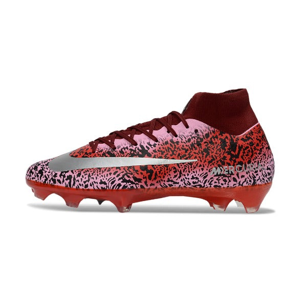 Nike Air Zoom Mercurial Superfly 10 Elite Dark Red and Silver FG