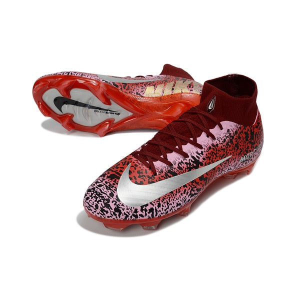 Nike Air Zoom Mercurial Superfly 10 Elite Dark Red and Silver FG