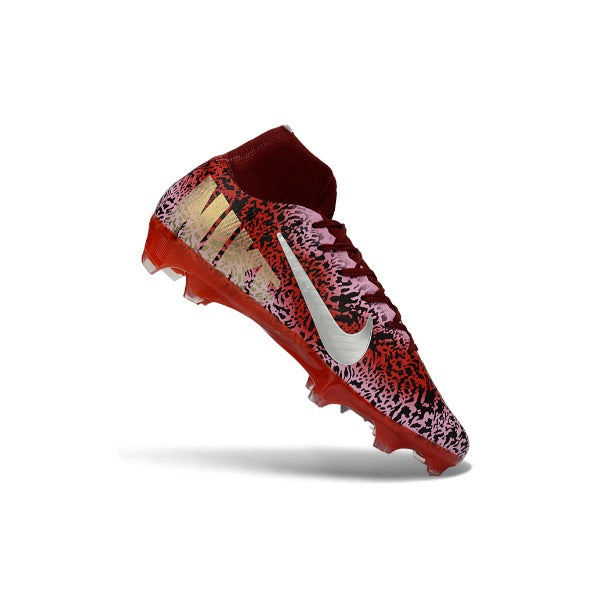 Nike Air Zoom Mercurial Superfly 10 Elite Dark Red and Silver FG
