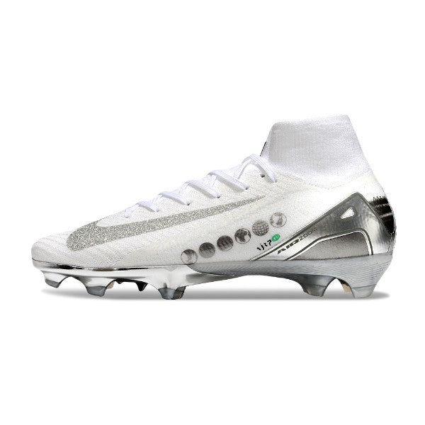 Nike Air Zoom Mercurial Superfly 10 Elite White and Silver FG