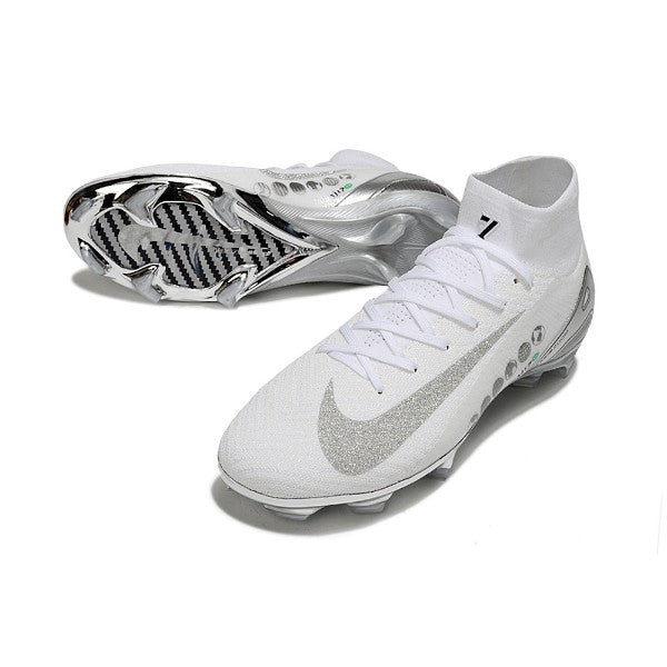 Nike Air Zoom Mercurial Superfly 10 Elite White and Silver FG