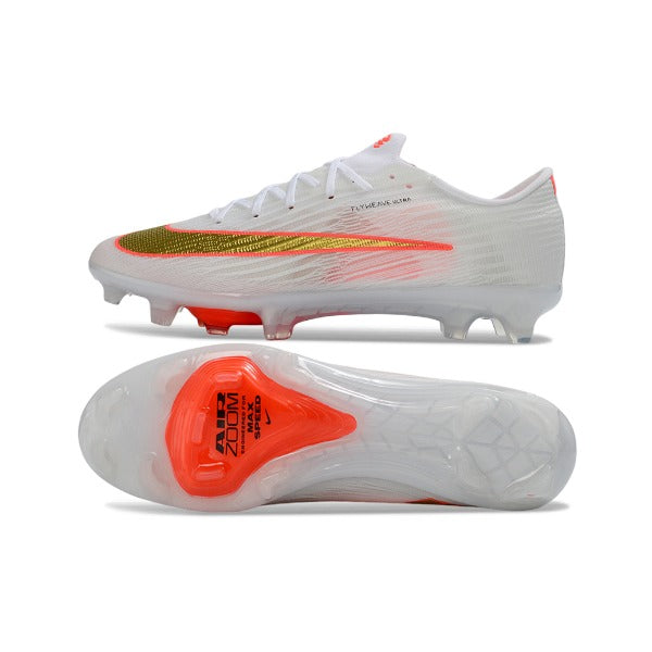 Nike Air Zoom Mercurial Superfly 11 Elite White, Orange and Golden Firm Ground FG Kids Football Boot