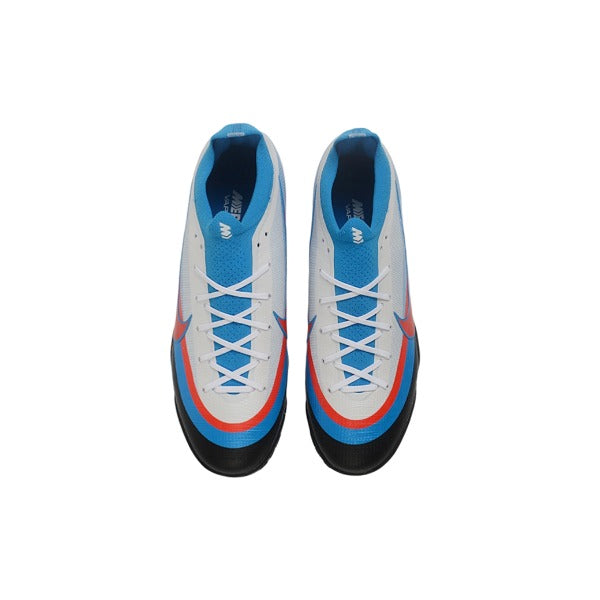 Nike Air Zoom Mercurial Vapor 17 Elite Blue, Red and White Turf TF Kids Football Boot