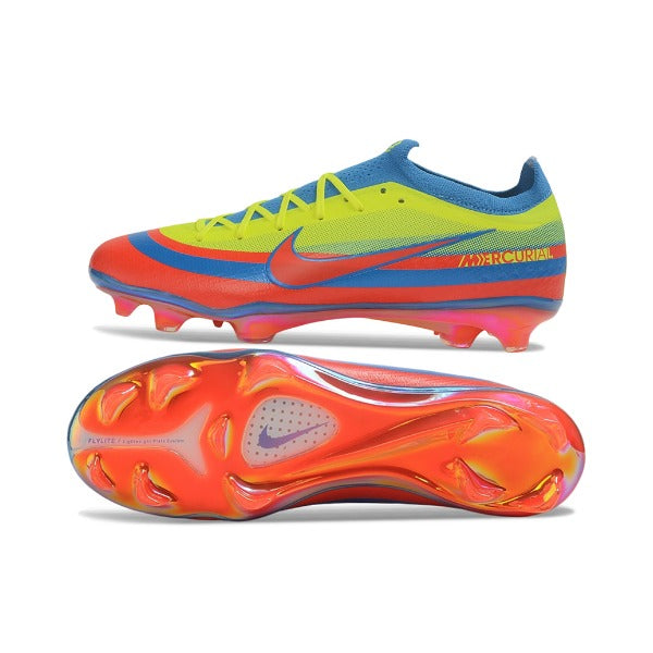 Nike Air Zoom Mercurial Vapor 17 Elite Blue, Red and Yellow Firm Ground FG Kids Football Boot