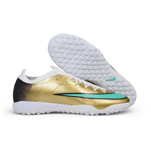Nike Air Zoom Mercurial Vapor 17 Elite Golden and White Turf TF Kids Football Boot