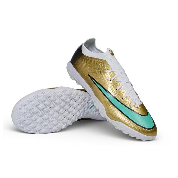 Nike Air Zoom Mercurial Vapor 17 Elite Golden and White Turf TF Kids Football Boot