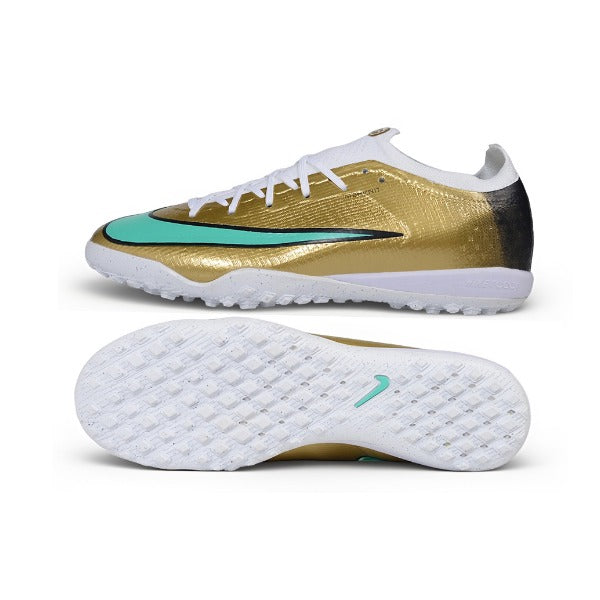 Nike Air Zoom Mercurial Vapor 17 Elite Golden and White Turf TF Kids Football Boot