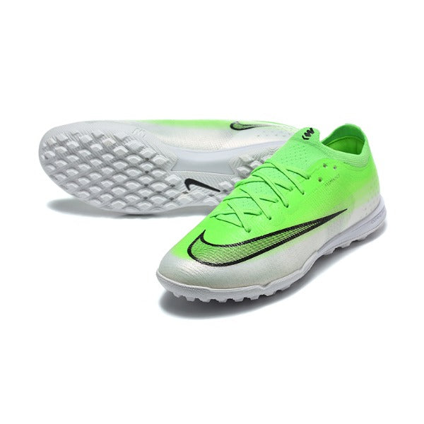 Nike Air Zoom Mercurial Vapor 17 Elite Green and White Turf TF Kids Football Boot