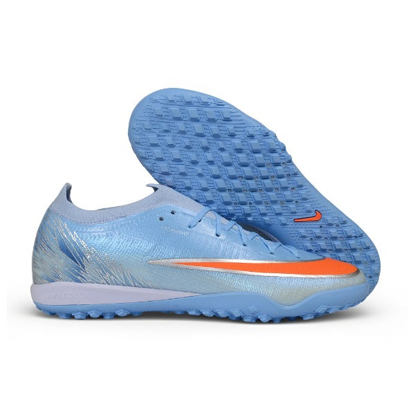 Nike Air Zoom Mercurial Vapor 17 Elite Light Blue and Silver Turf TF Kids Football Boot