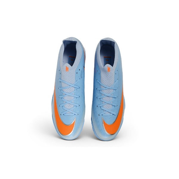 Nike Air Zoom Mercurial Vapor 17 Elite Light Blue and Silver Turf TF Kids Football Boot