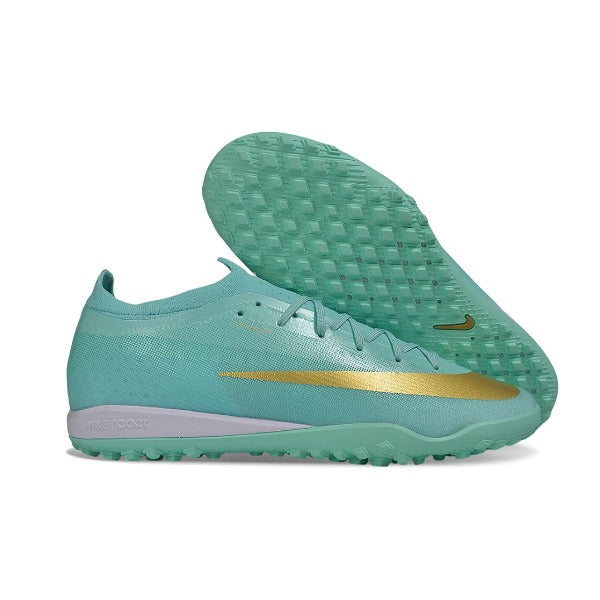 Nike Air Zoom Mercurial Vapor 17 Elite Light Green and Golden Turf TF Kids Football Boot