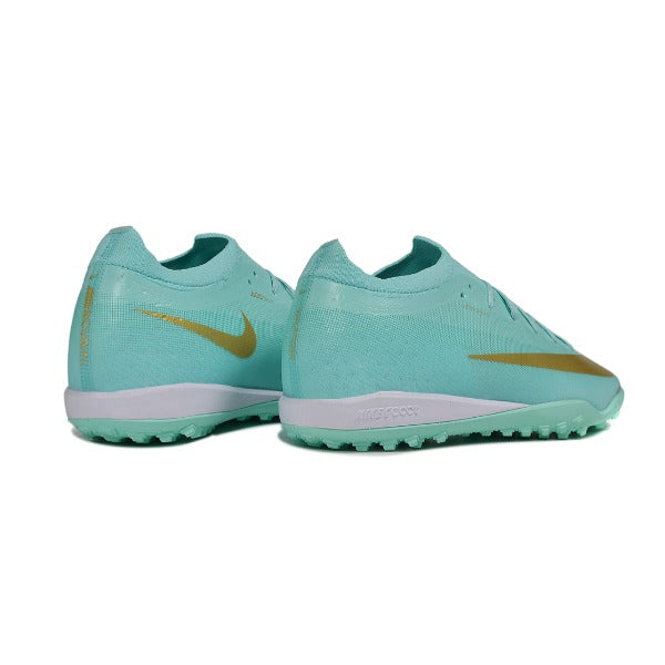 Nike Air Zoom Mercurial Vapor 17 Elite Light Green and Golden Turf TF Kids Football Boot