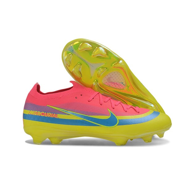 Nike Air Zoom Mercurial Vapor 17 Elite Pink, Blue and Yellow Firm Ground FG Kids Football Boot