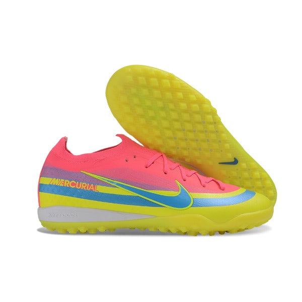 Nike Air Zoom Mercurial Vapor 17 Elite Pink, Blue and Yellow Turf TF Kids Football Boot