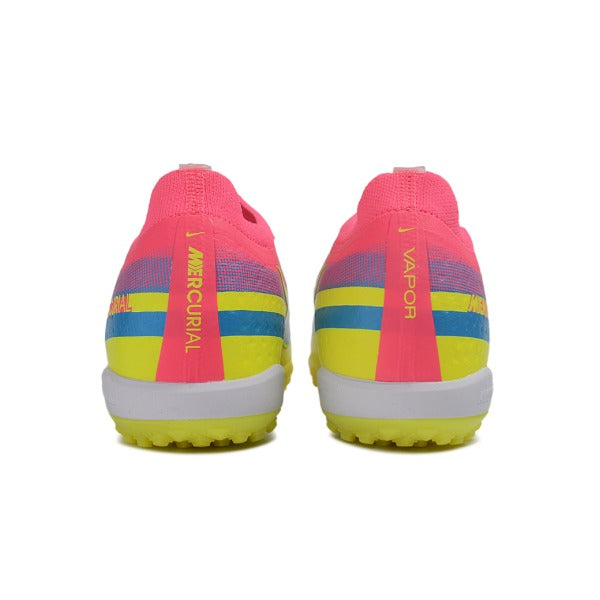 Nike Air Zoom Mercurial Vapor 17 Elite Pink, Blue and Yellow Turf TF Kids Football Boot