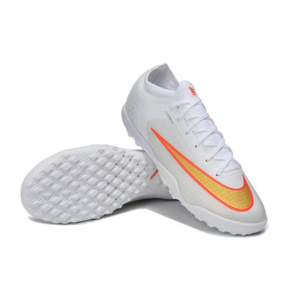 Nike Air Zoom Mercurial Vapor 17 Elite White and Golden Turf TF Kids Football Boot