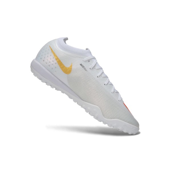 Nike Air Zoom Mercurial Vapor 17 Elite White and Golden Turf TF Kids Football Boot