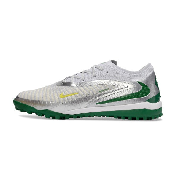 Nike Phantom 6 Elite Silver and Green Turf TF Football Boot