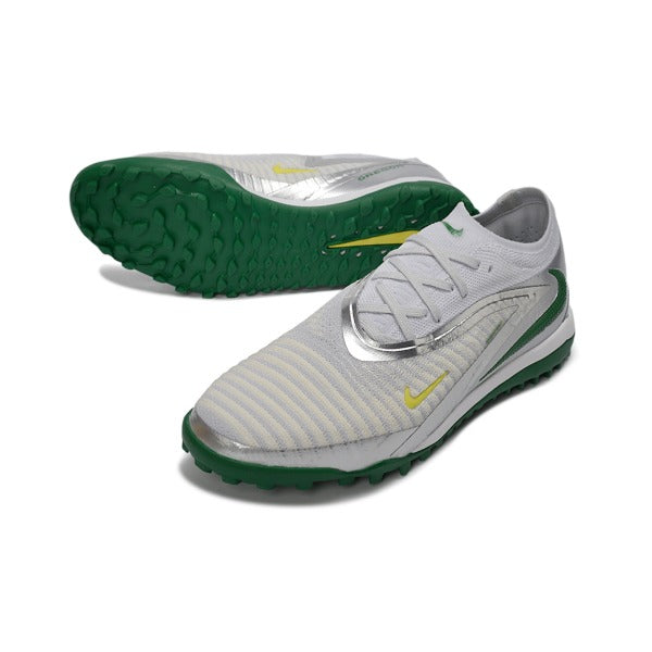 Nike Phantom 6 Elite Silver and Green Turf TF Football Boot