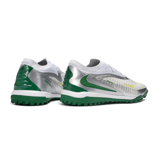 Nike Phantom 6 Elite Silver and Green Turf TF Football Boot