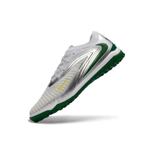 Nike Phantom 6 Elite Silver and Green Turf TF Football Boot