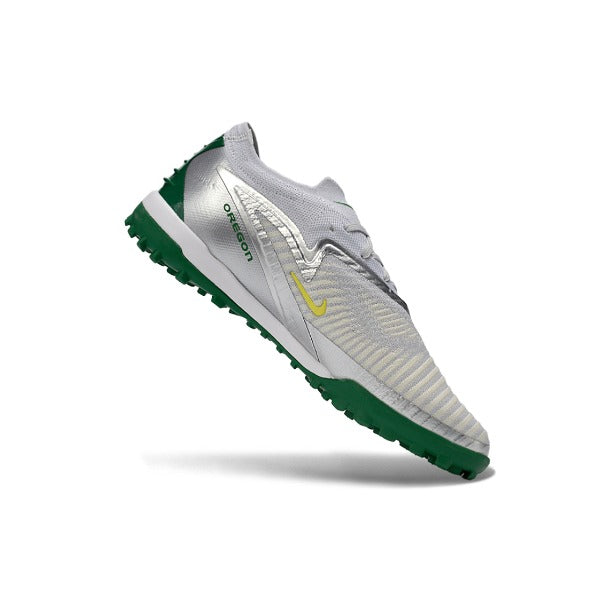 Nike Phantom 6 Elite Silver and Green Turf TF Football Boot