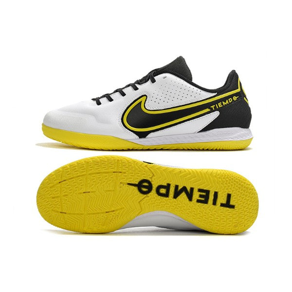 Nike Tiempo Legend 9 Elite White Black and Yellow IC