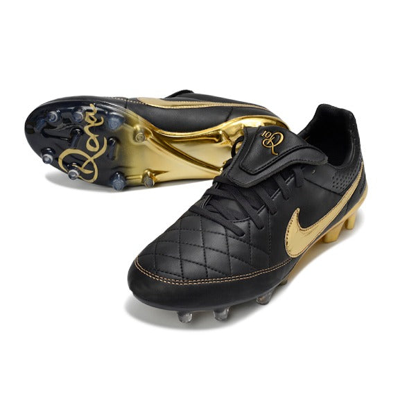 Nike Tiempo R10 Legend Elite Black and Golden Firm Ground FG Football Boot