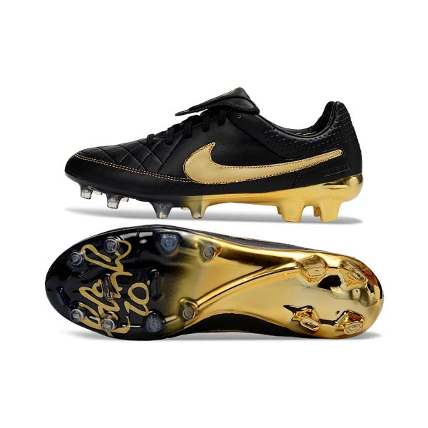 Nike Tiempo R10 Legend Elite Black and Golden Firm Ground FG Football Boot