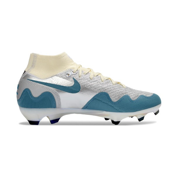 Nike x Patta Mercurial Superfly Elite Silver, Blue and White Firm Ground FG Football Boot