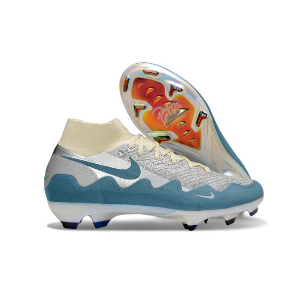 Scarpe da calcio Nike x Patta Mercurial Superfly Elite FG per terreni duri, argento, blu e bianco