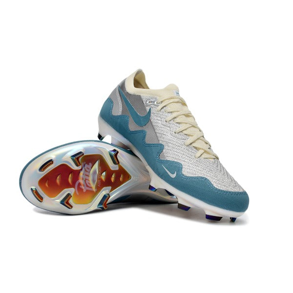Nike x Patta Mercurial Vapor Elite Silver, Blue and White Firm Ground FG Football Boot
