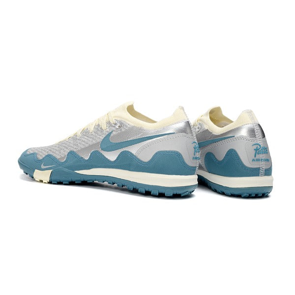 Nike x Patta Zoom Mercurial Vapor Elite White, Blue and Silver Turf TF Kids Football Boot