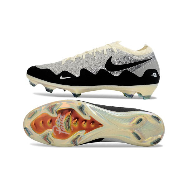 Nike x Patta Mercurial Vapor Elite Silver, Black and White Firm Ground FG Football Boot