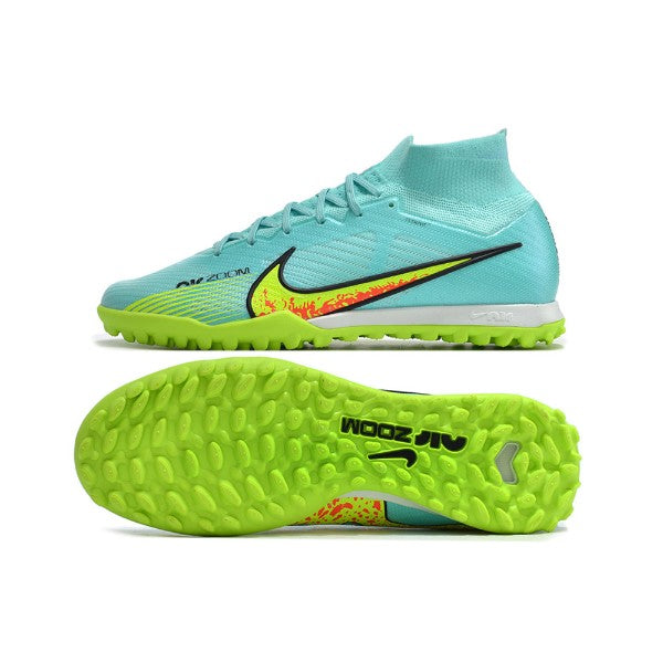 Nike Zoom Mercurial Superfly 9 Elite Green and Light Blue TF