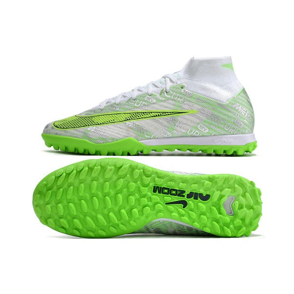 Nike Zoom Mercurial Superfly 9 Elite Silver and Green TF