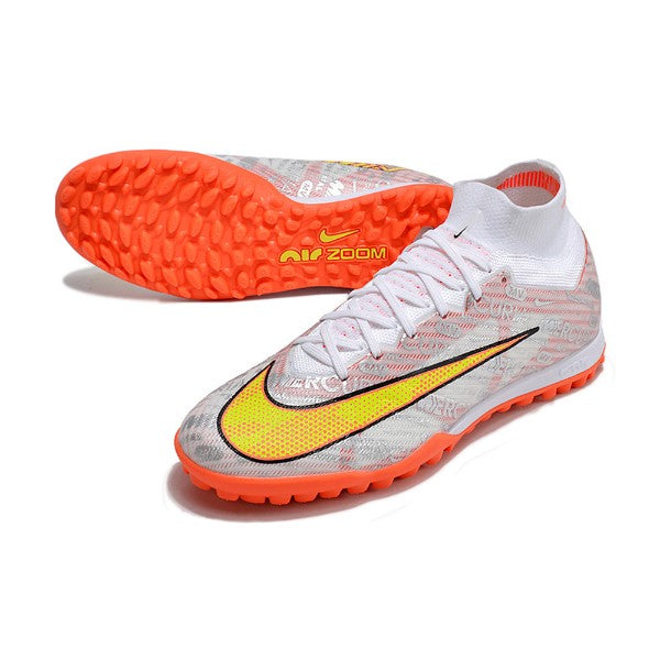 Nike Zoom Mercurial Superfly 9 Elite Silver and Orange TF