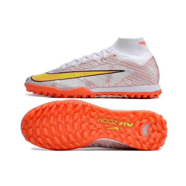Nike Zoom Mercurial Superfly 9 Elite Silver and Orange TF